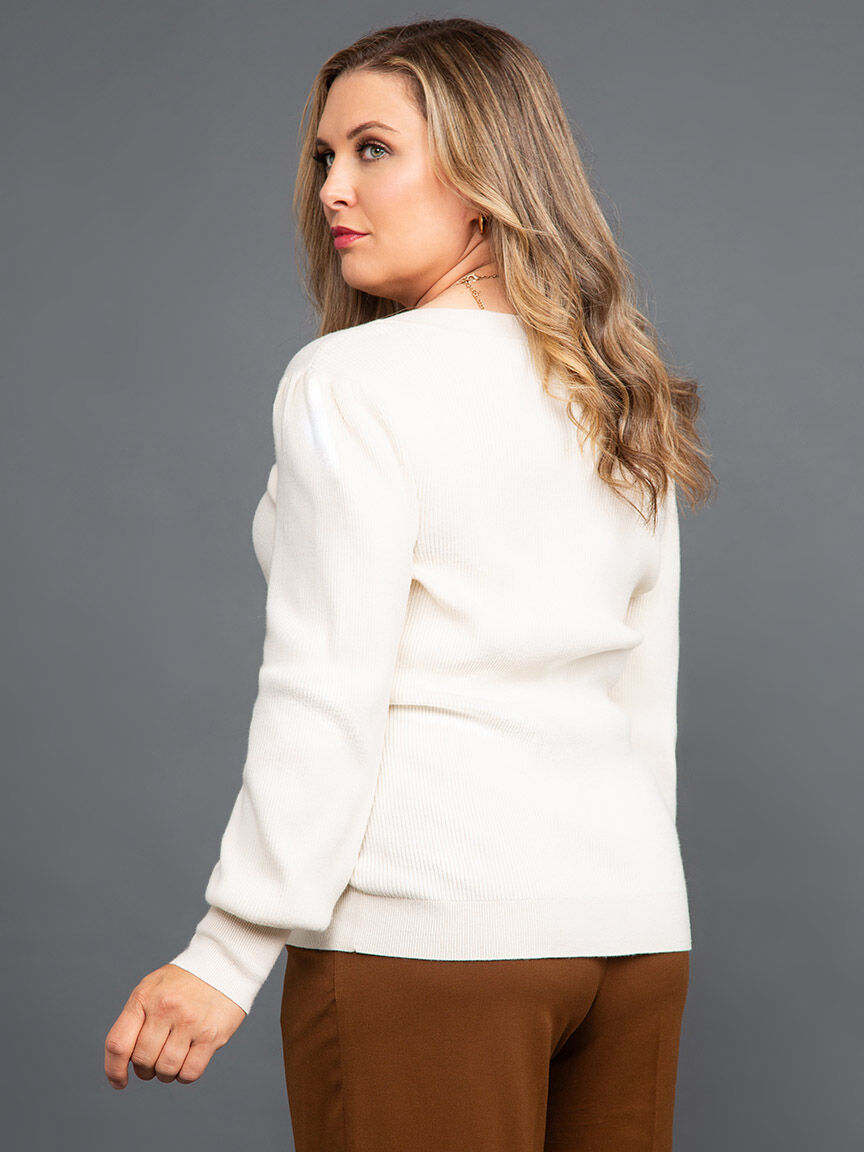 V-Neck Ribbed Sweater Image 4