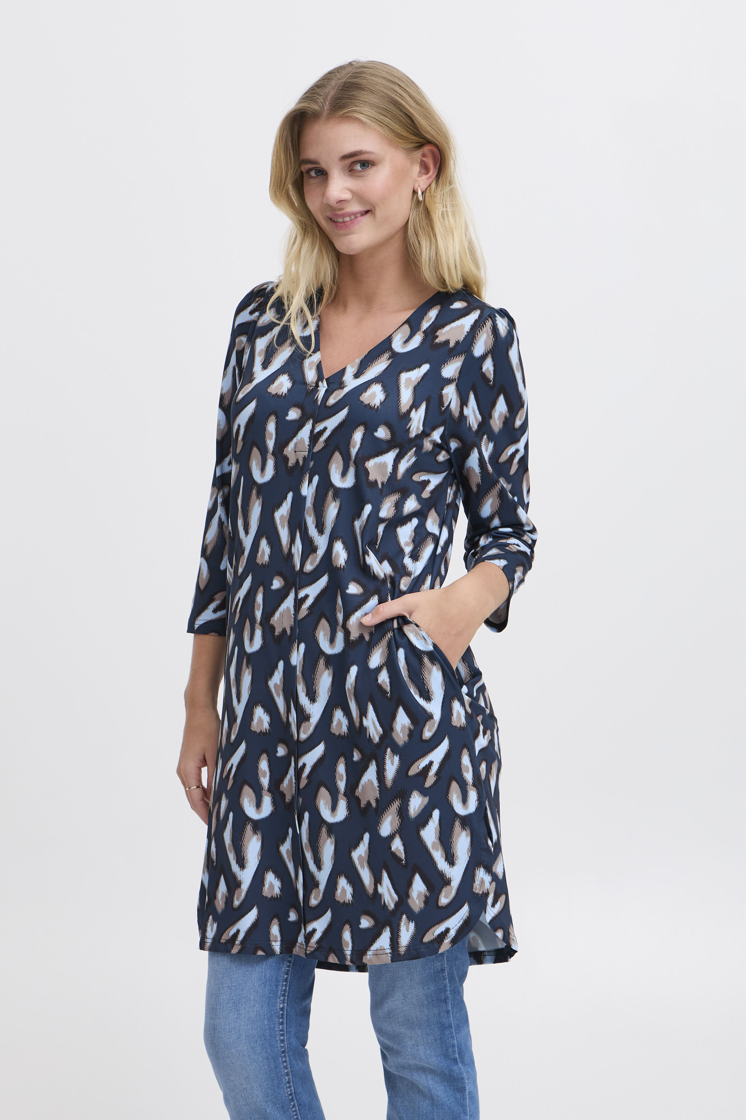 &frac34; Sleeve V Neck Tunic  Image 1