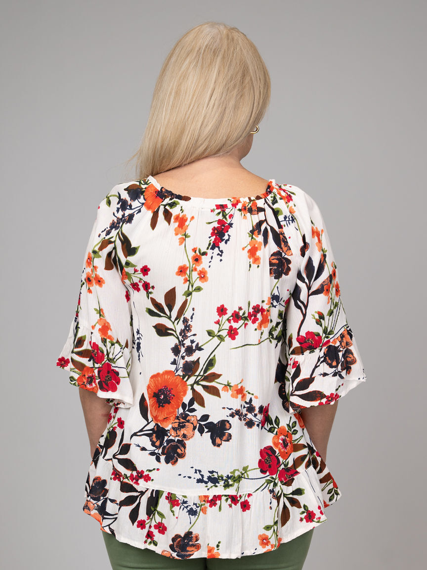 3/4 Sleeve Flowy Floral Top