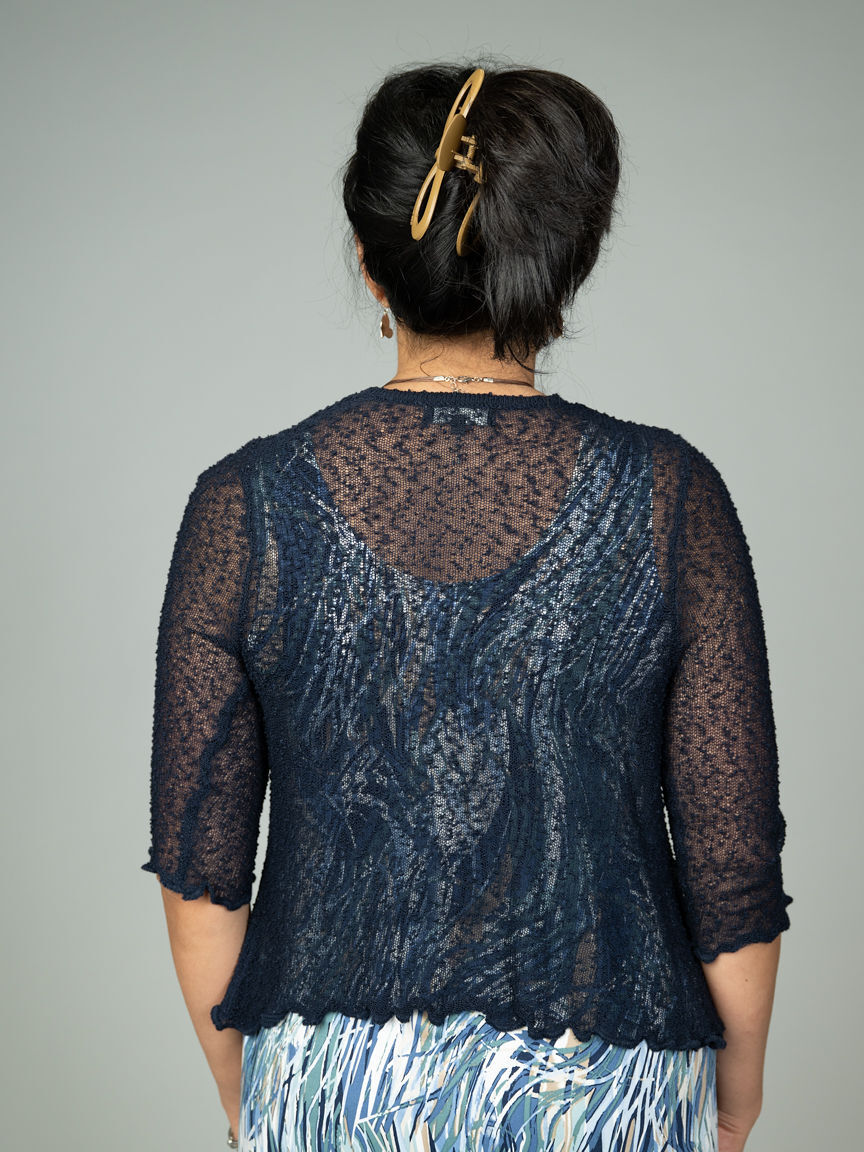 Cropped Mesh Cardigan