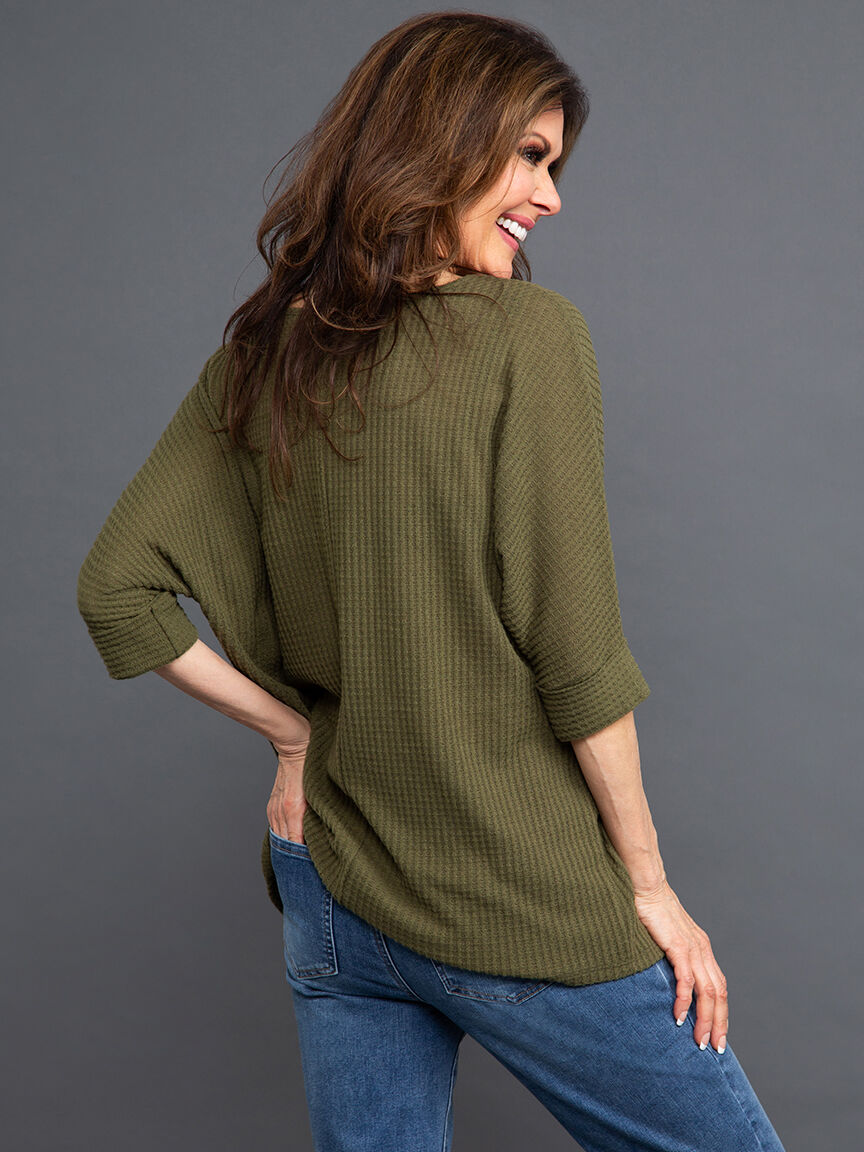 Short Dolman Sleeve Brushed Waffle Top Image 4