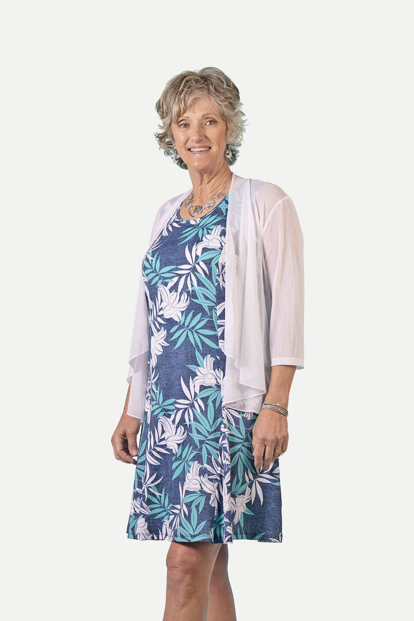 3/4 Sleeve Mesh Drape Front  Cardigan Image 2