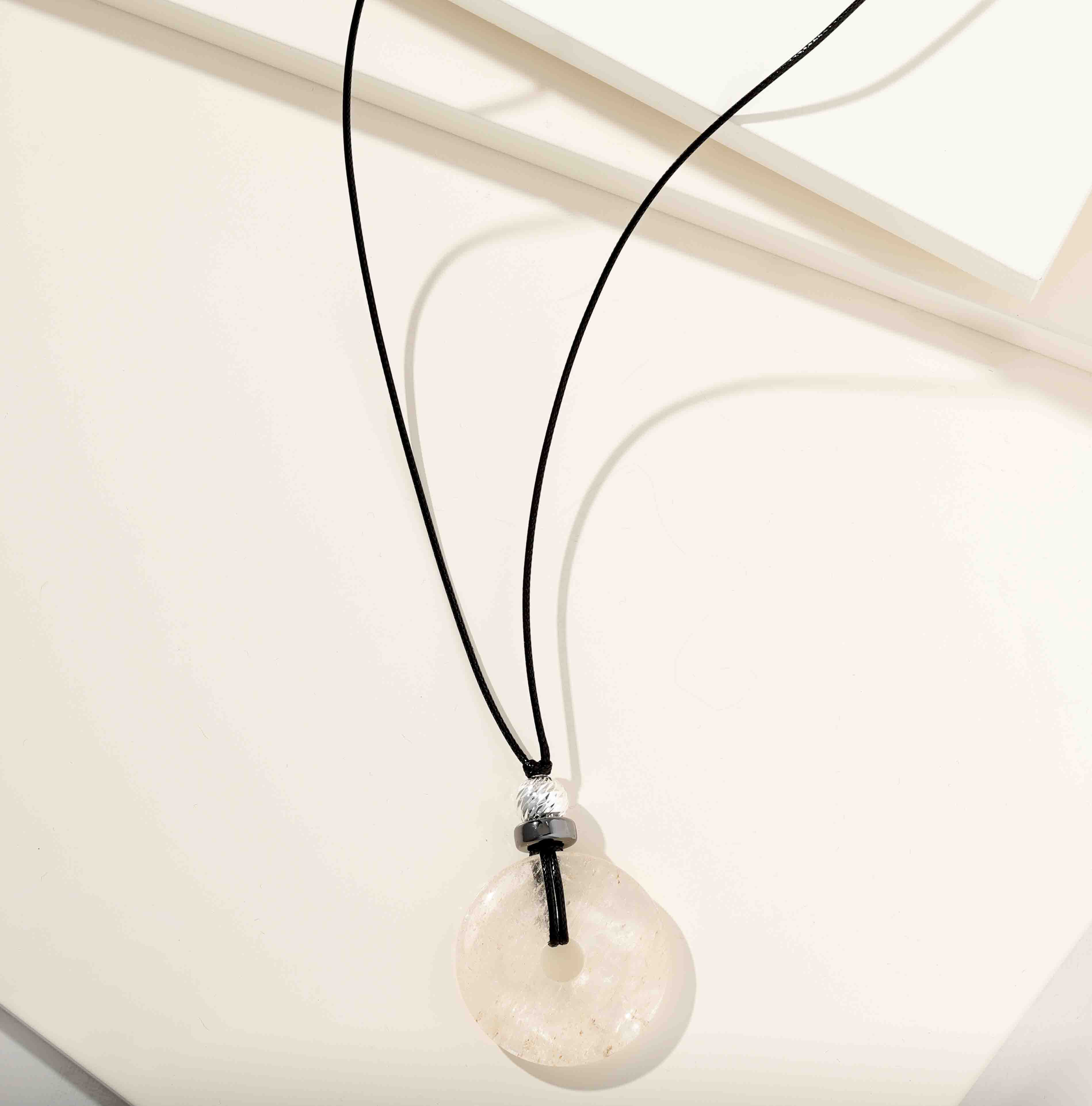 Open Circle Stone Pendant Necklace