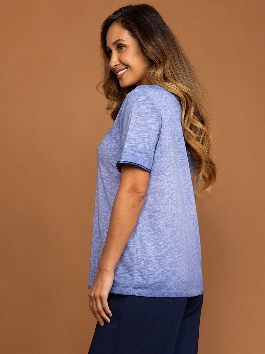 Solid Melange V-Neck Top  Image 3