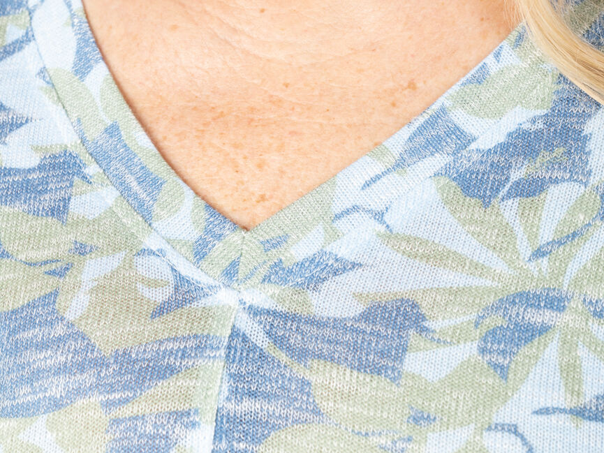 3/4 Sleeve Hacci Printed Top