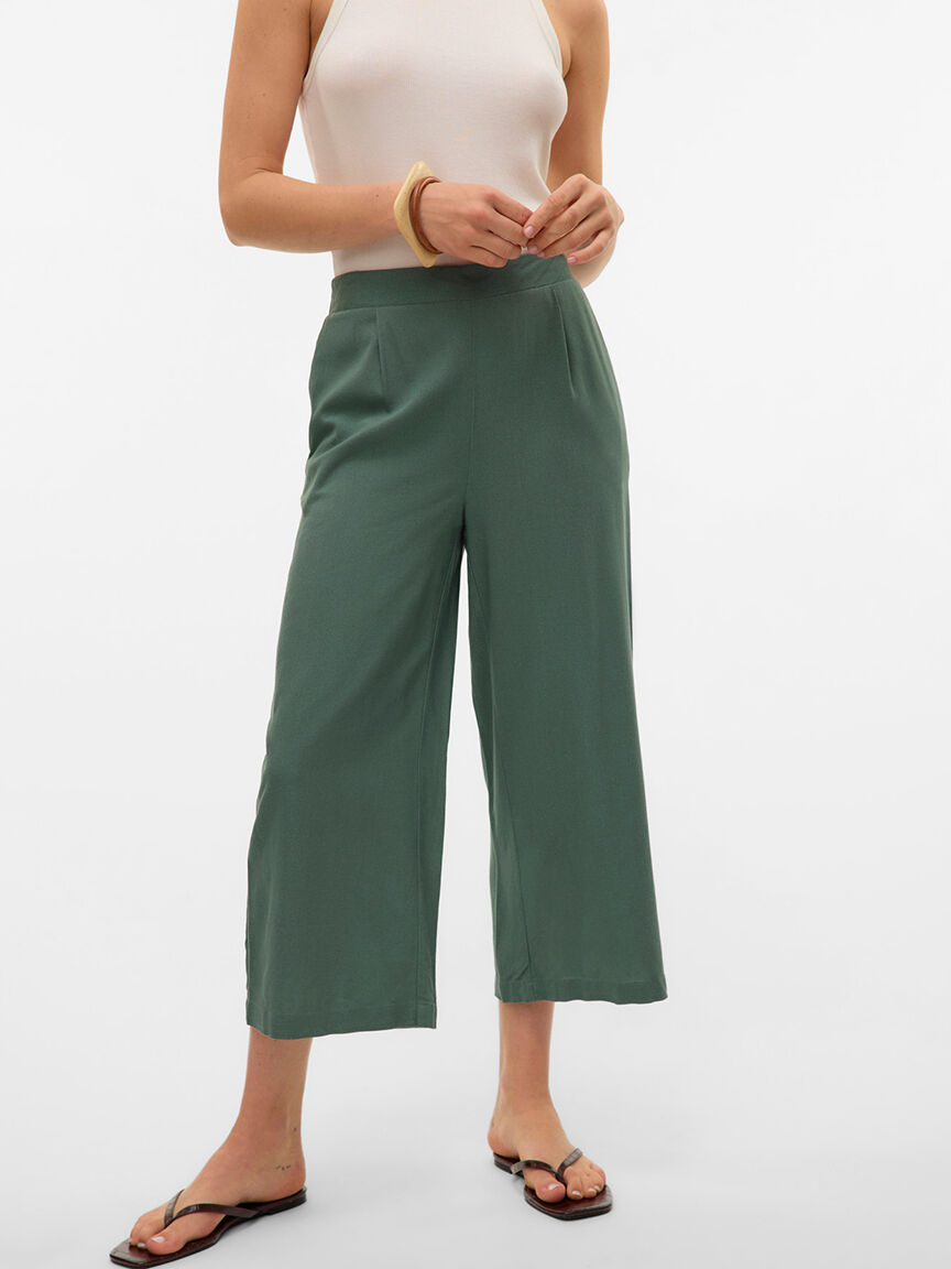 High Waisted Pull-On Ankle Pants