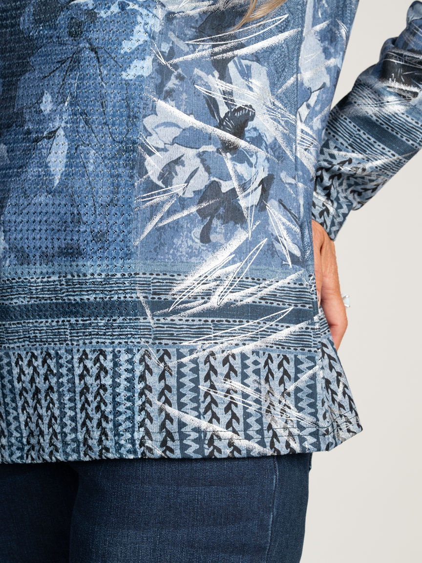 Long Sleeve Abstract Print Top