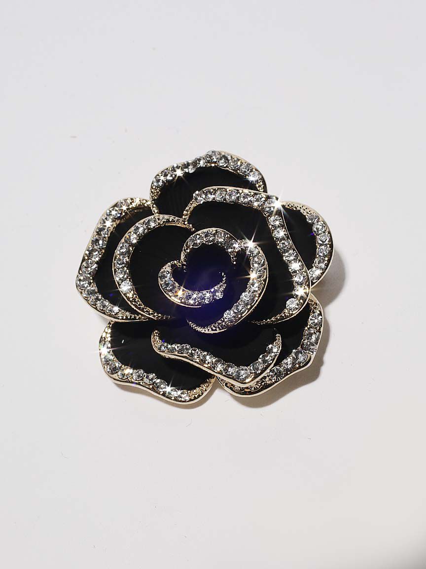 Rose Pin with Crystal Accents Image 1
