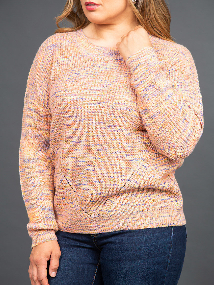 Long Sleeve Space Dyed Knit Sweater