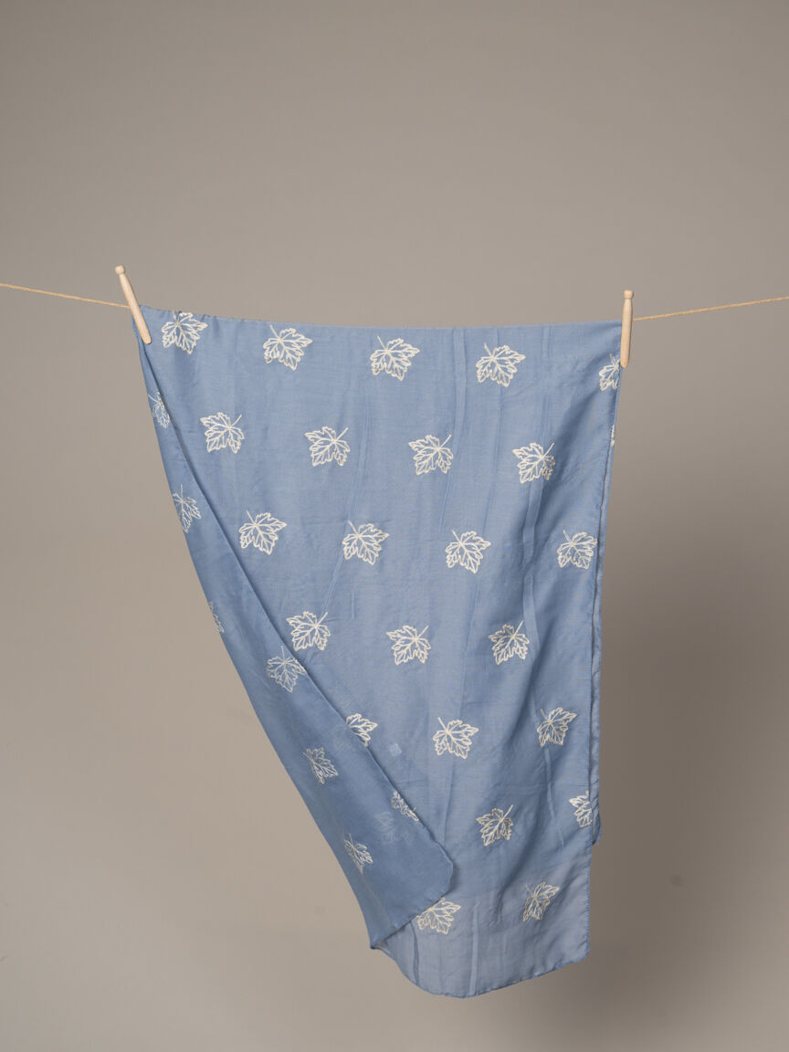 Lightweight Embroidered Leaf Scarf
