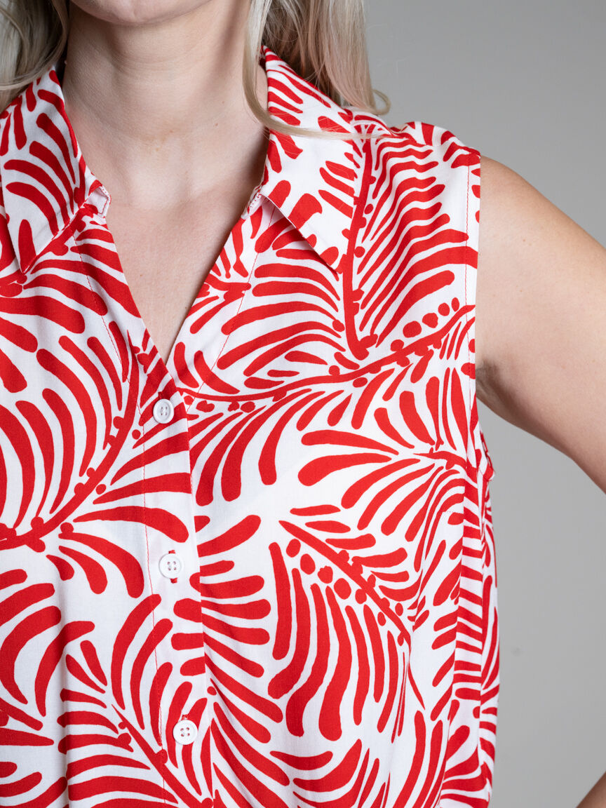 Sleeveless V-Neck Collared Top