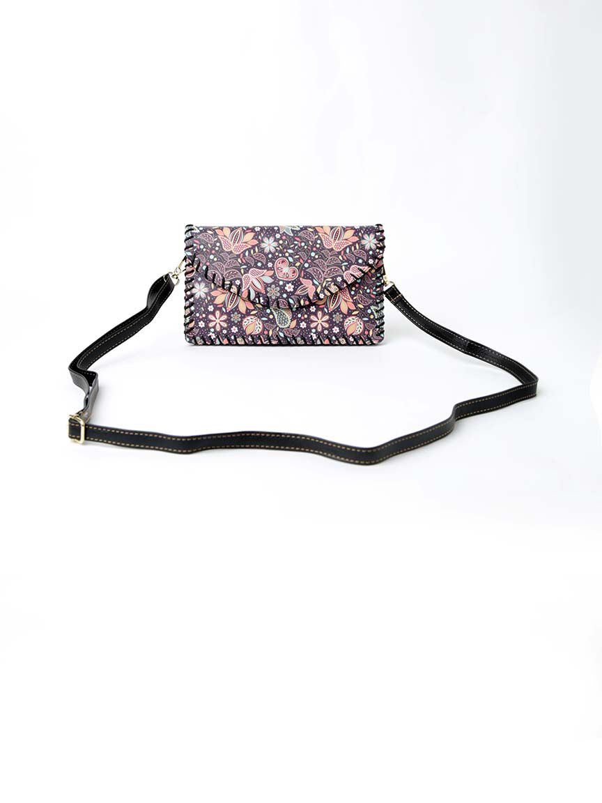 Floral Print Vegan Leather Crossbody Bag Image 1