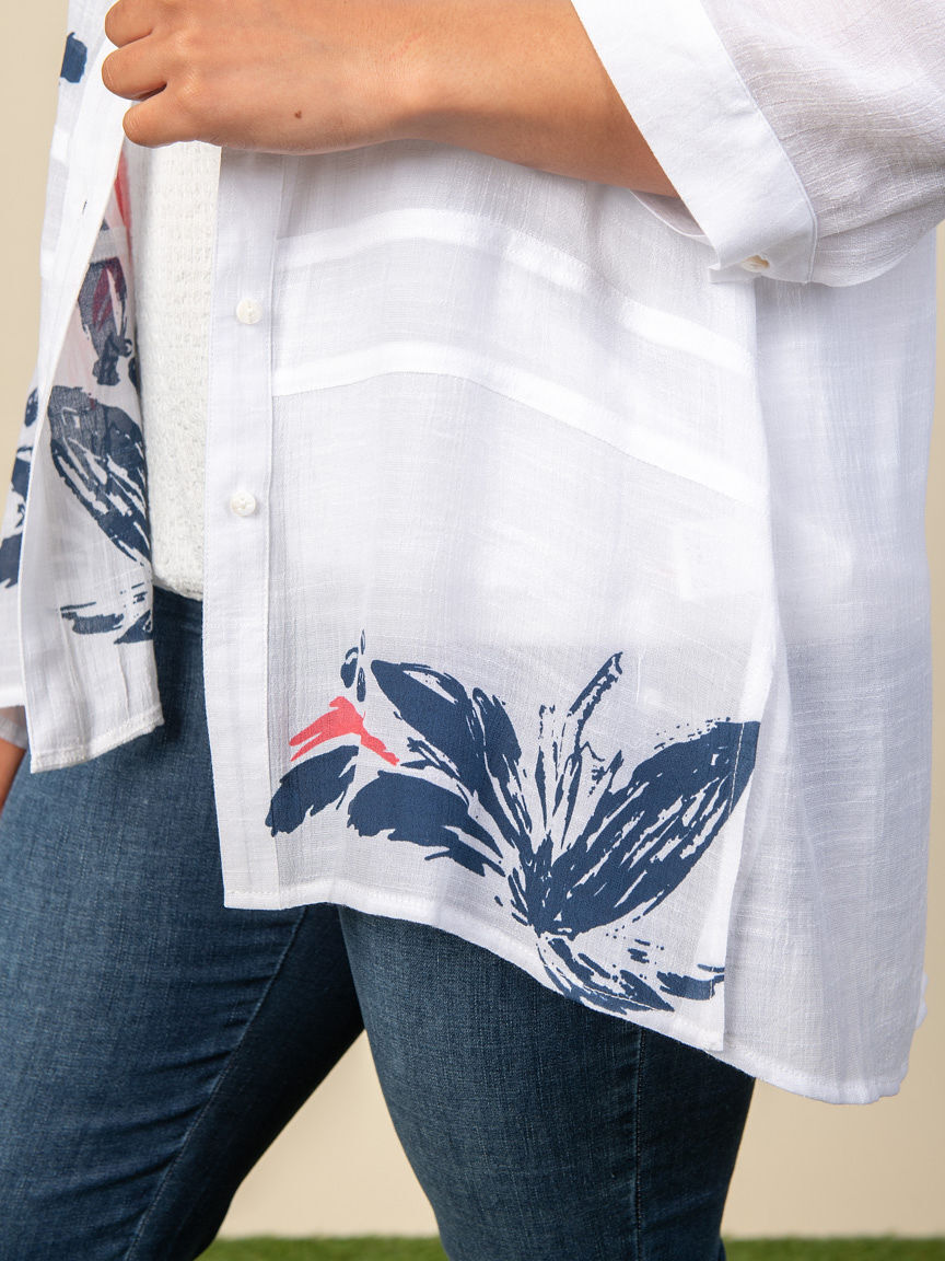 Button Up 3/4 Sleeve Blouse  Image 3