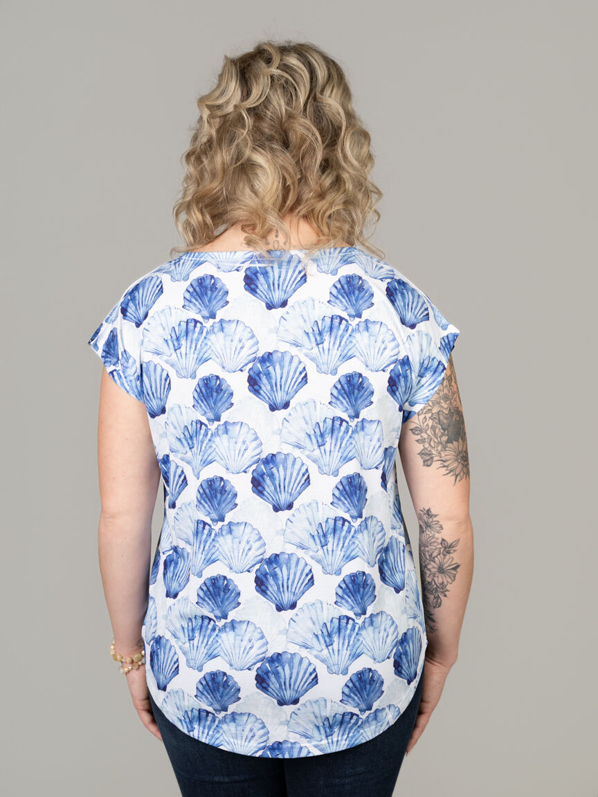 Short Sleeve Shell Print Top