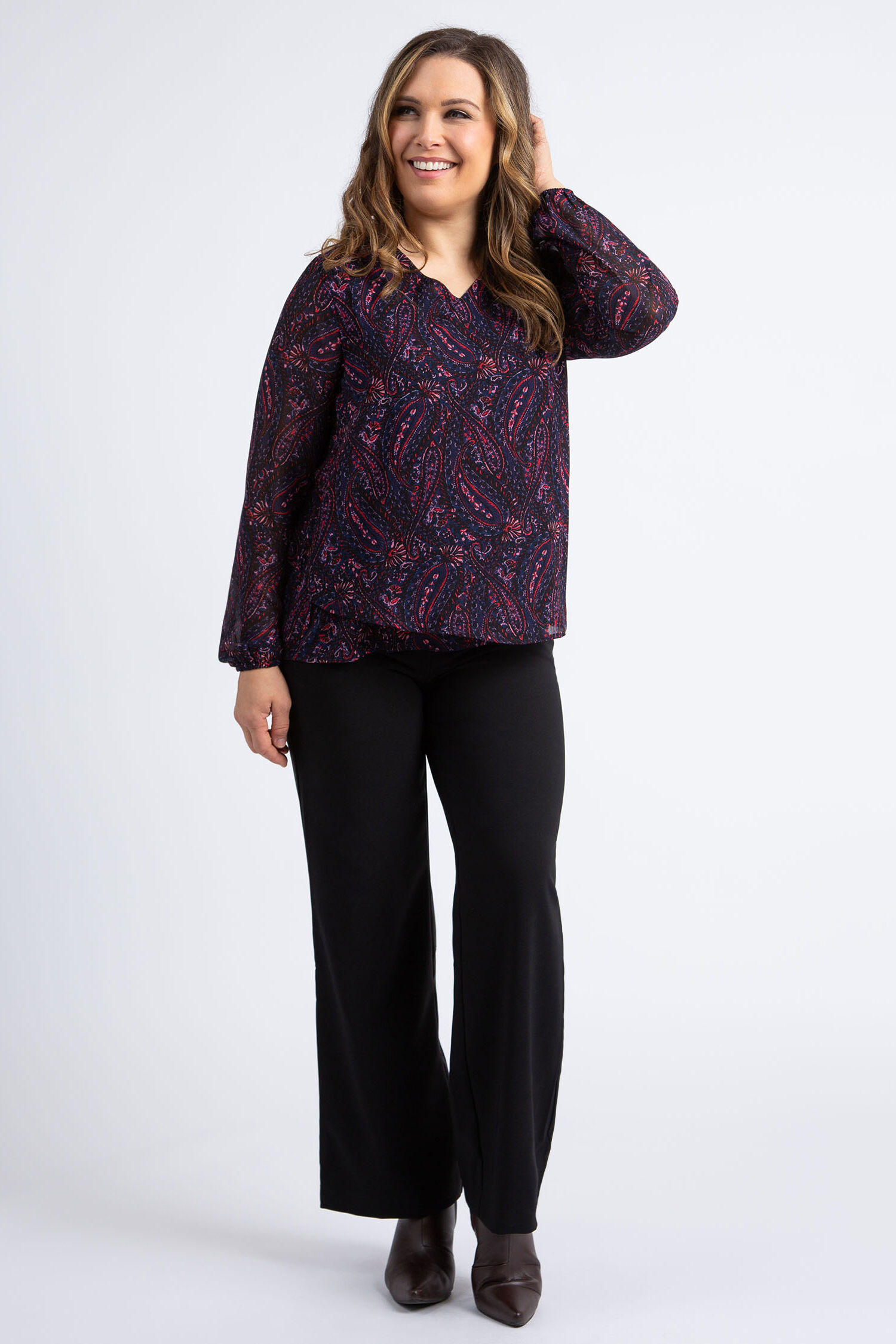 Layered Paisley Chiffon Blouse Image 1