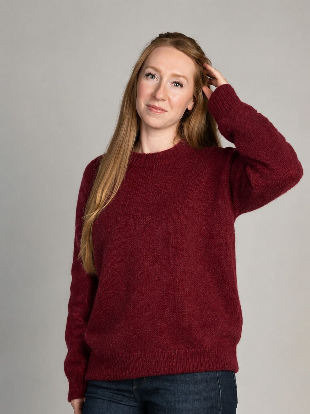 Dropped Shoulder Crew Neck Sweater