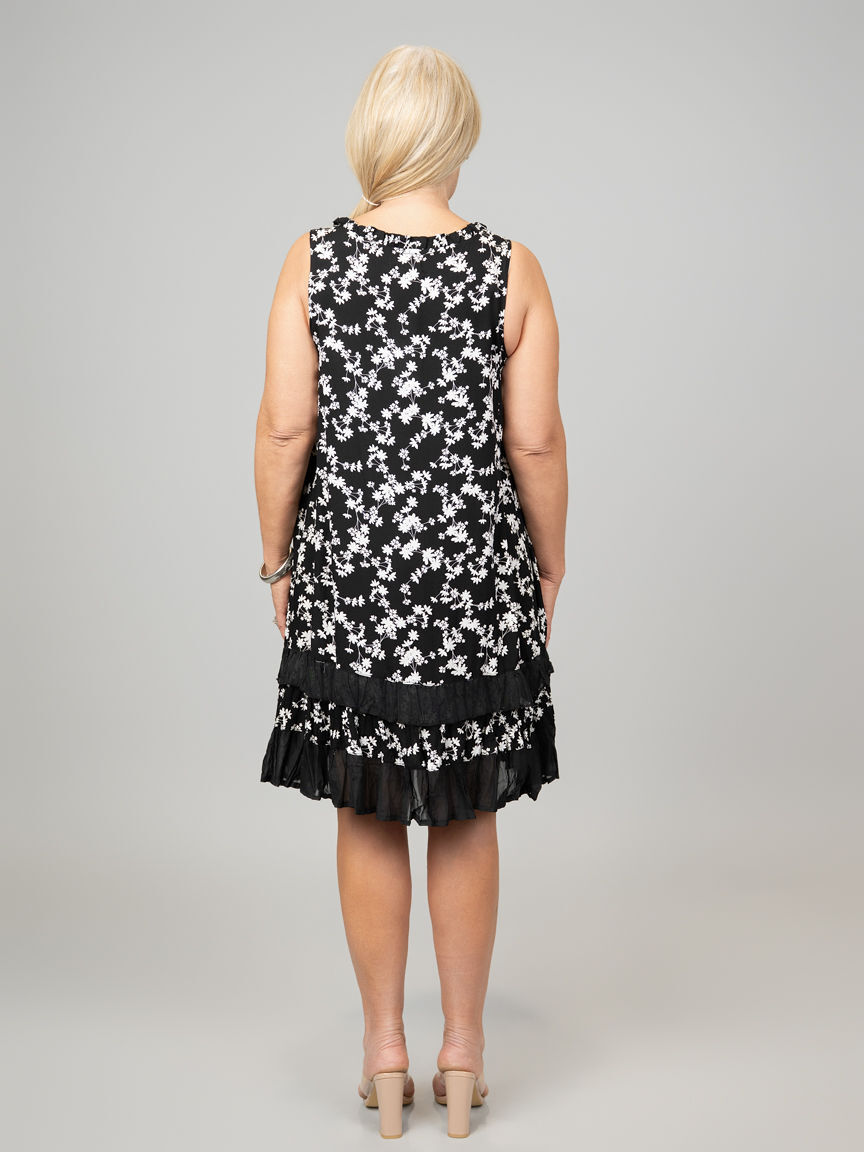 Ruffled Floral Layered Hem Dress