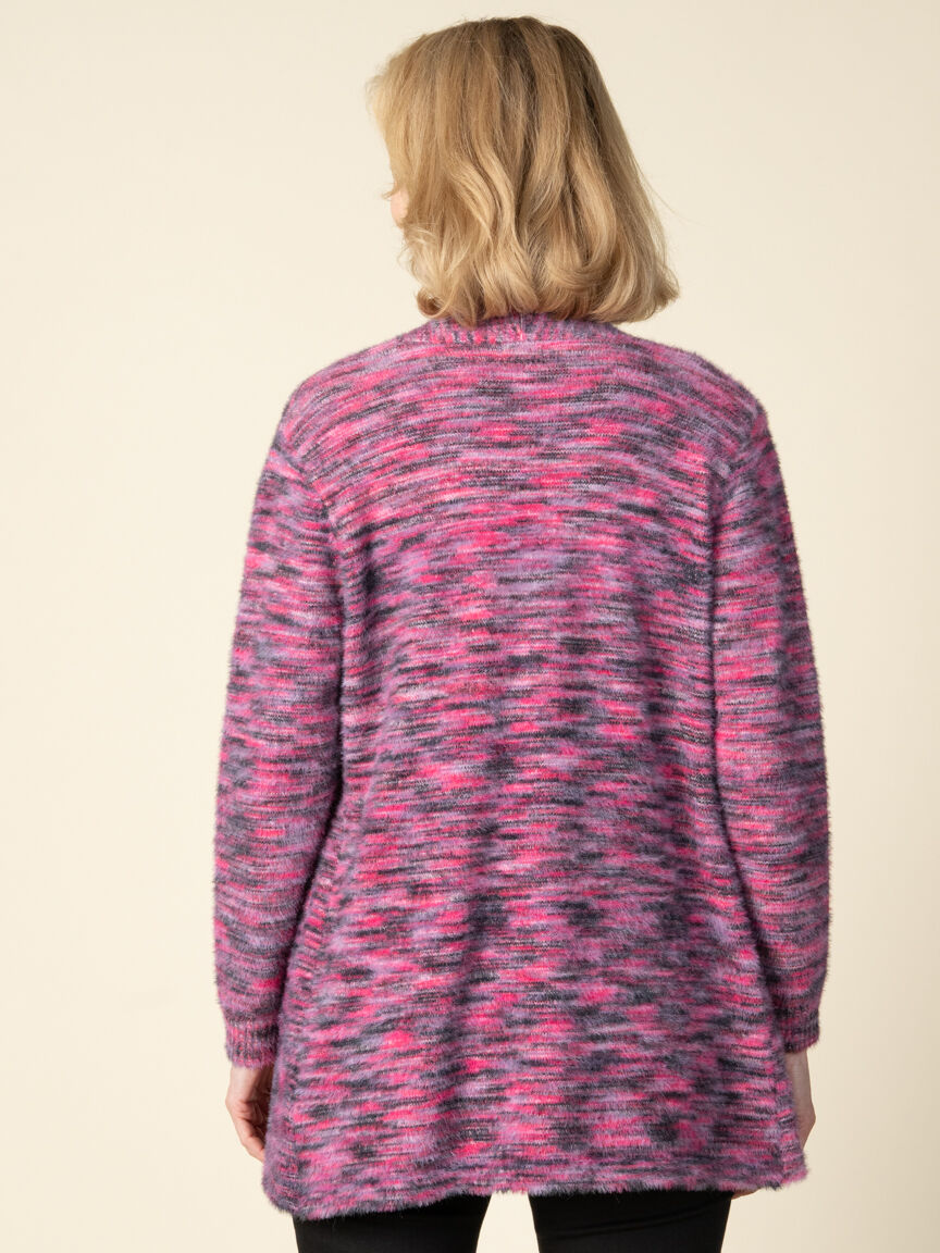 Long Sleeve Space Dye Cardigan Sweater