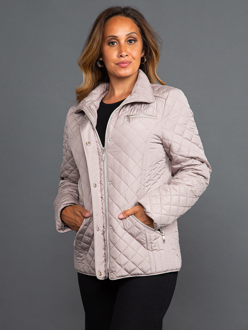 Diamond Quilted Zip-Up Jacket  Image 5