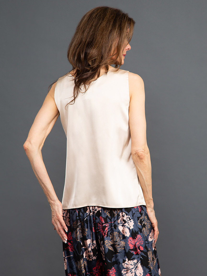 Sleeveless V-Neck Satin Blouse Image 4