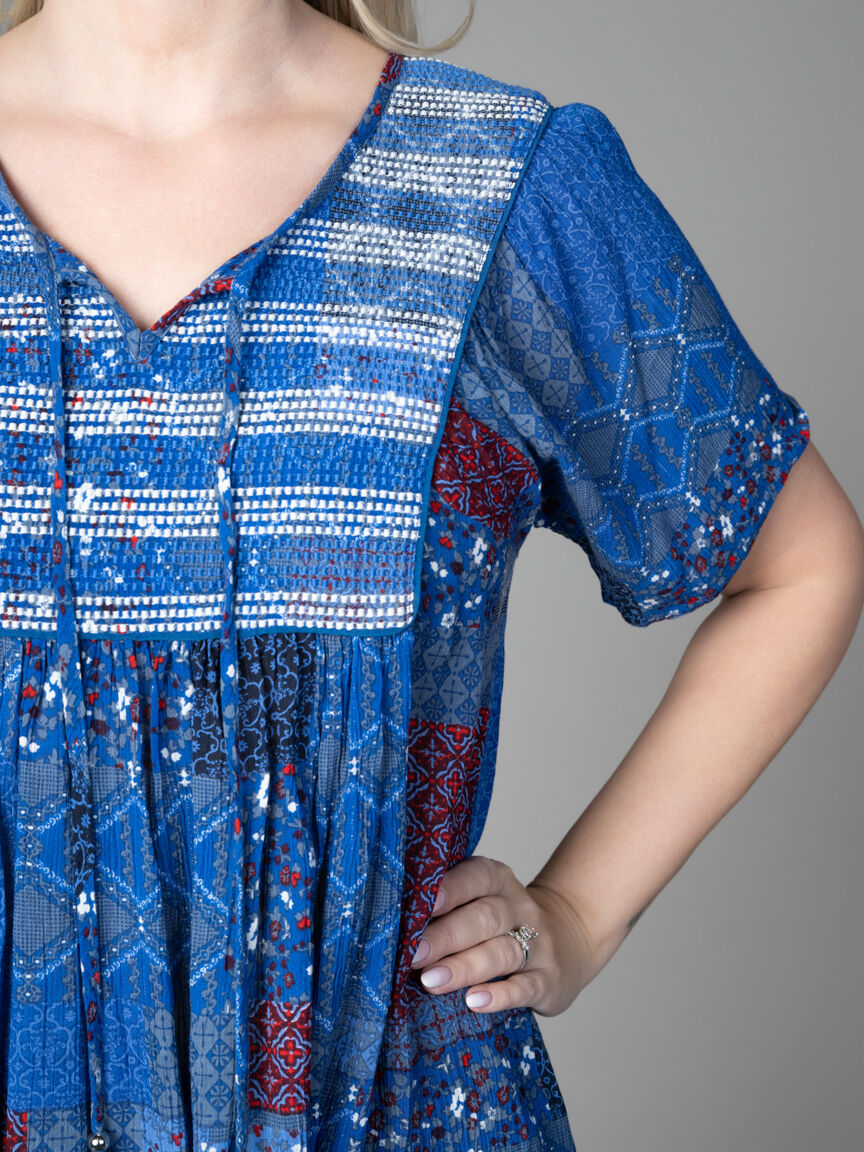 Patchwork Top With Tassel Ties