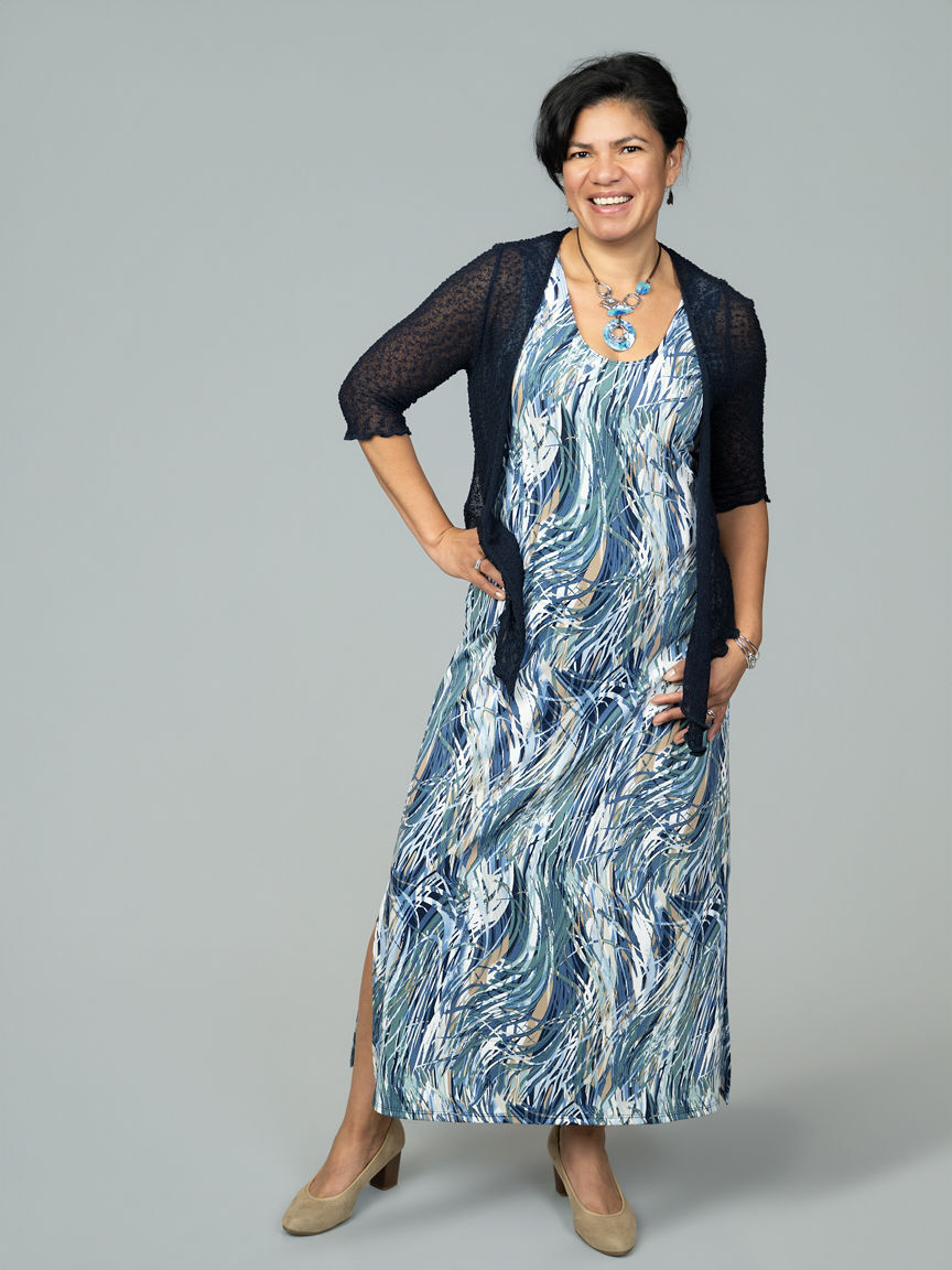 Long Luxe Sleeveless Dress with Side Slits Image 4