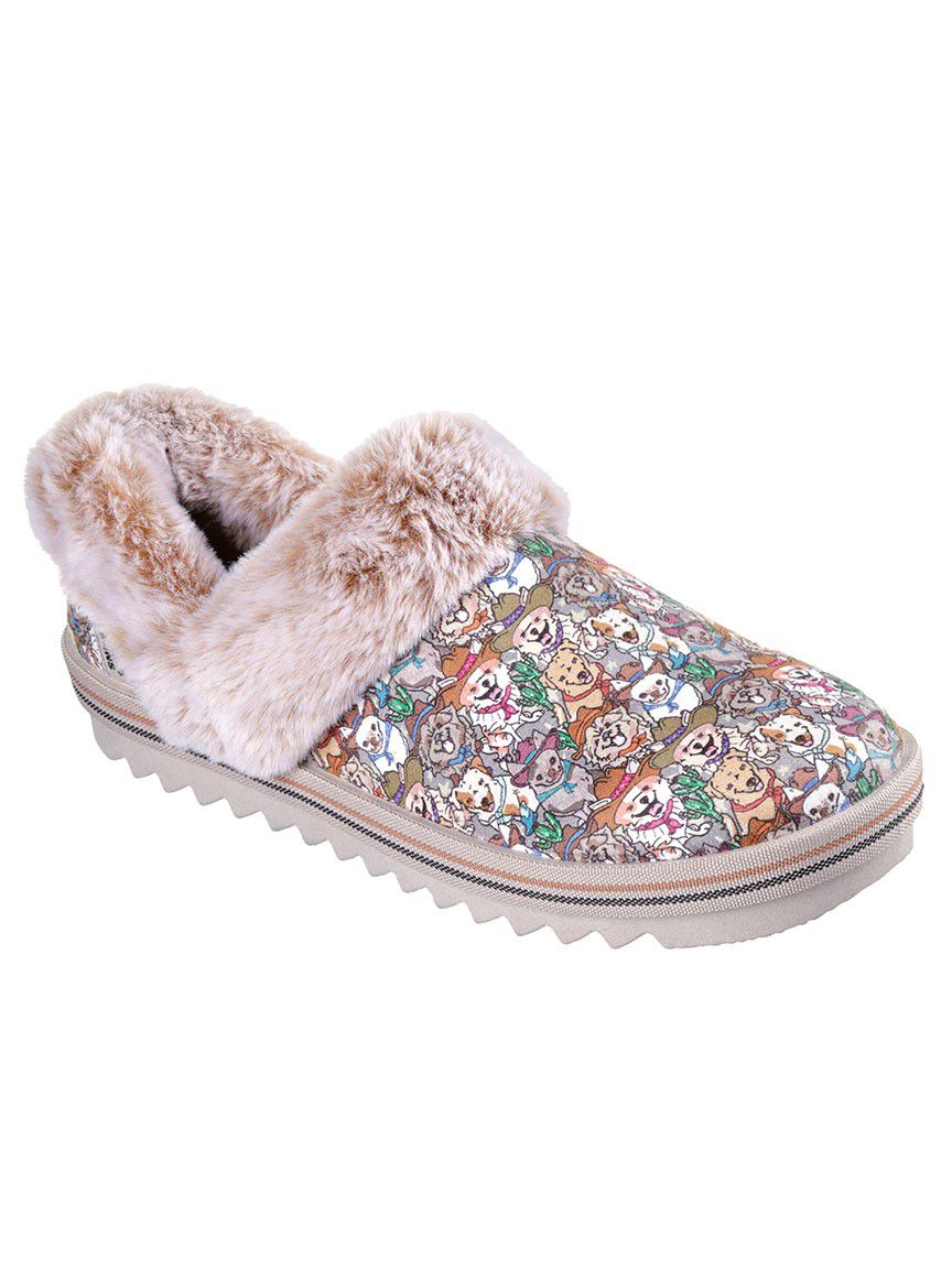 Bobs Slip Ons With Dog Print and Fur