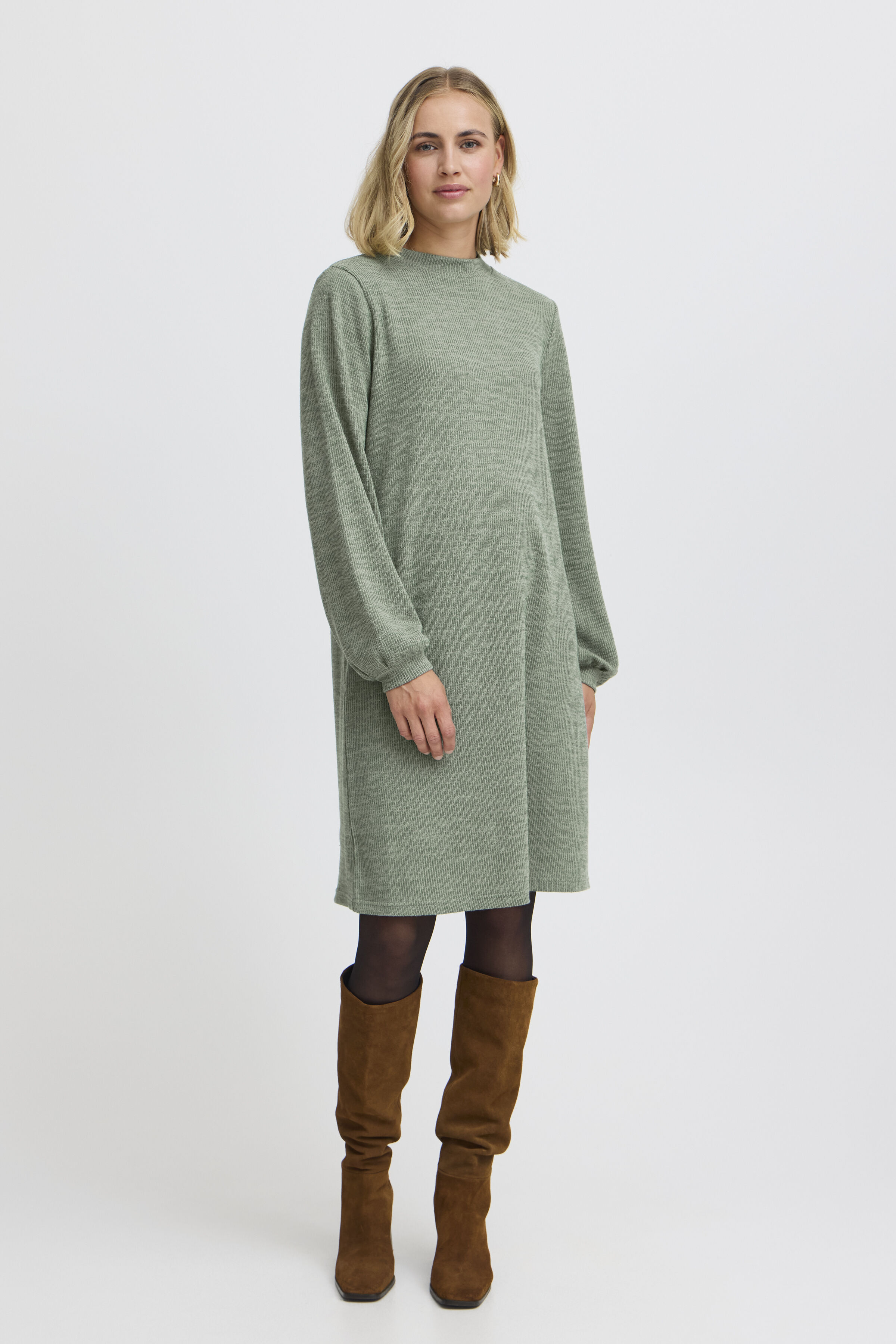 Ribbed Knit Mock Neck Dress Image 1