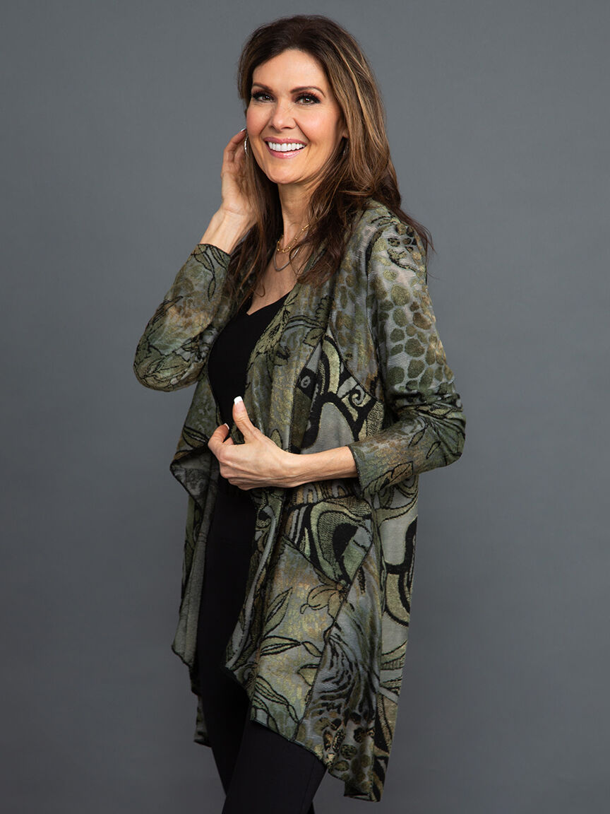 Open Front Nature Print Cardigan Image 3