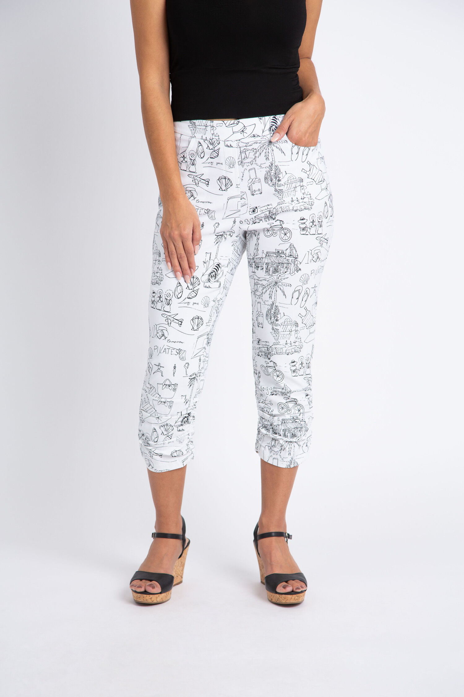 Ponte Knit Printed Capris Image 1