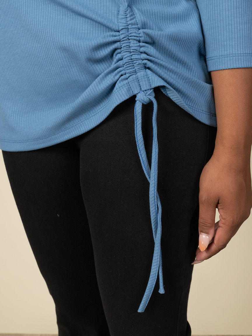 &frac34; Sleeve Knit Top w/ Drawstring Image 3