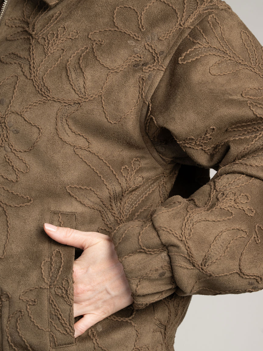 Faux Suede Collared Jacket