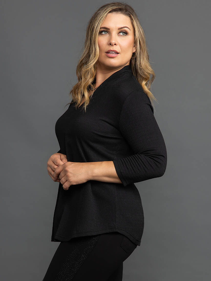 Textured &frac34; Sleeve Top Image 3