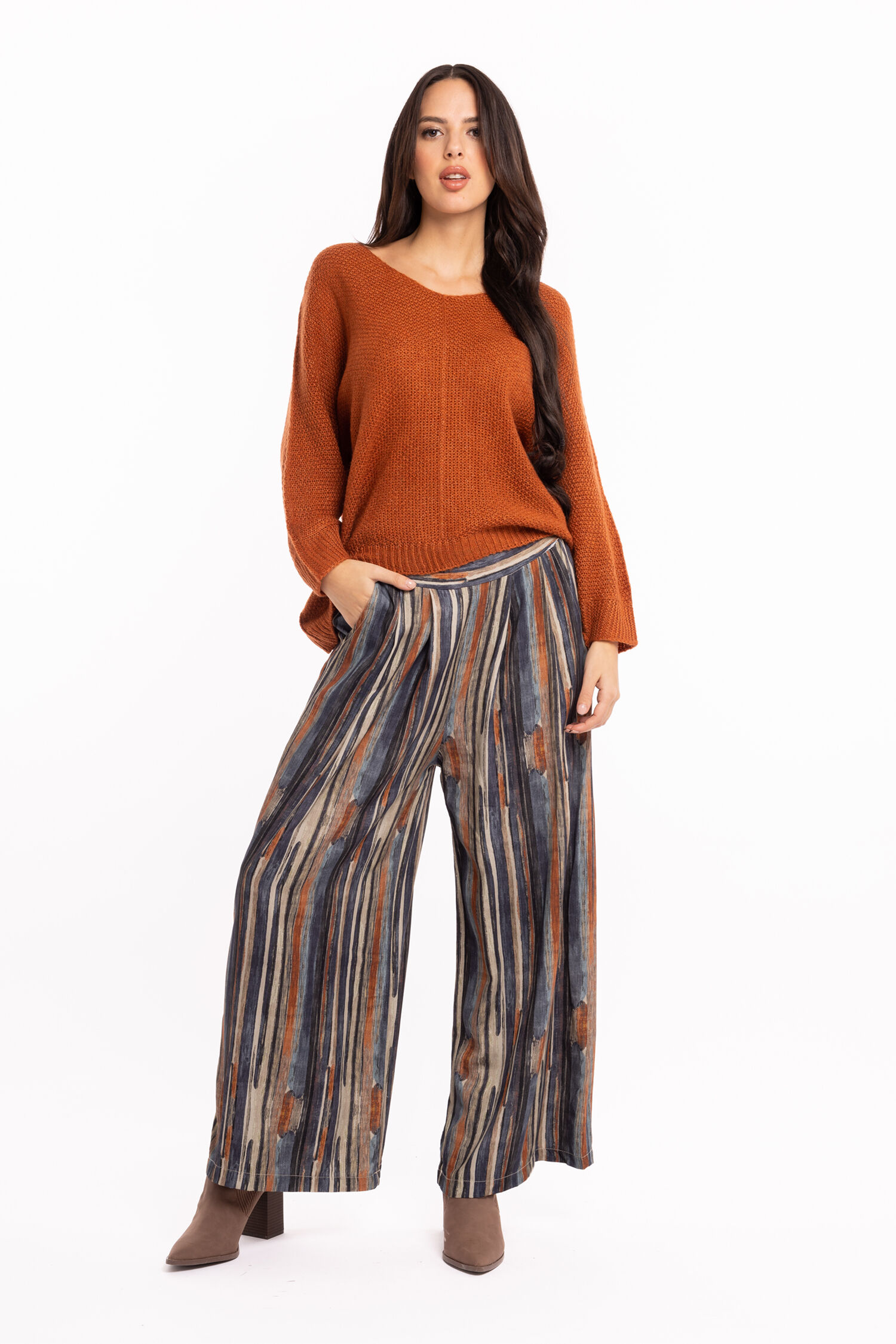 V-Neck Drop Shoulder Knit Sweater Image 1