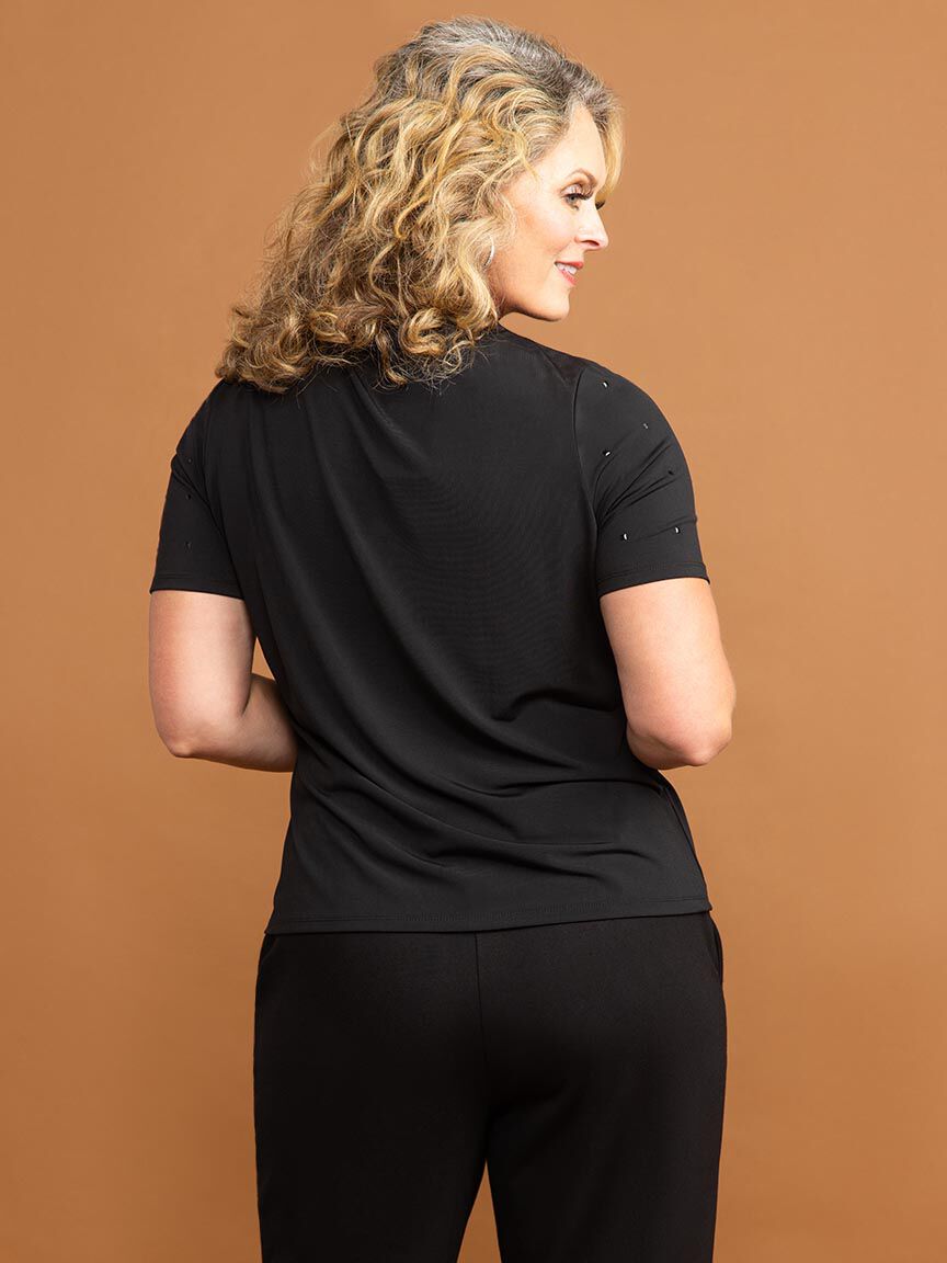 Mock Neck Top with Hotfix Image 4