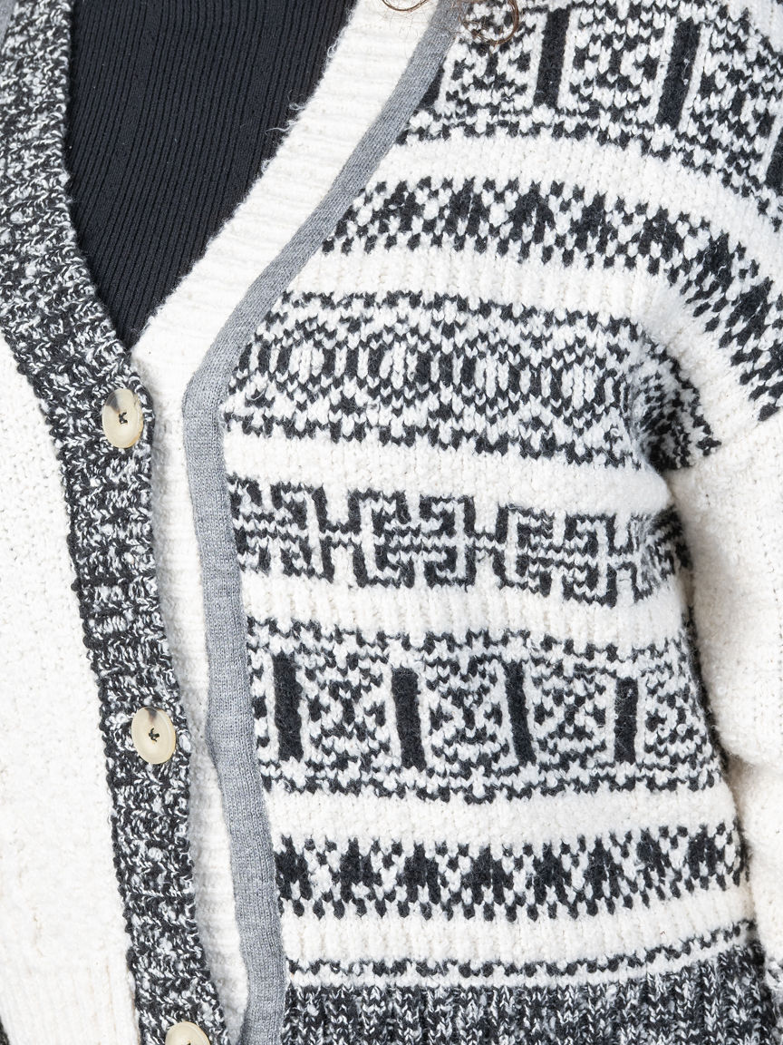 Soft Multi Stitch Button-Front V-Neck Cardigan