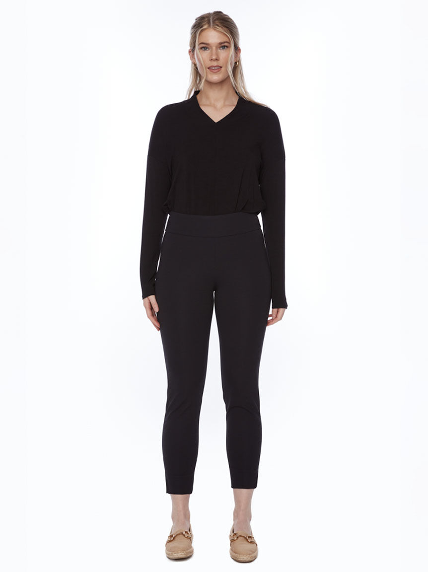 Solid Petal-Slit Compression Ankle Pant