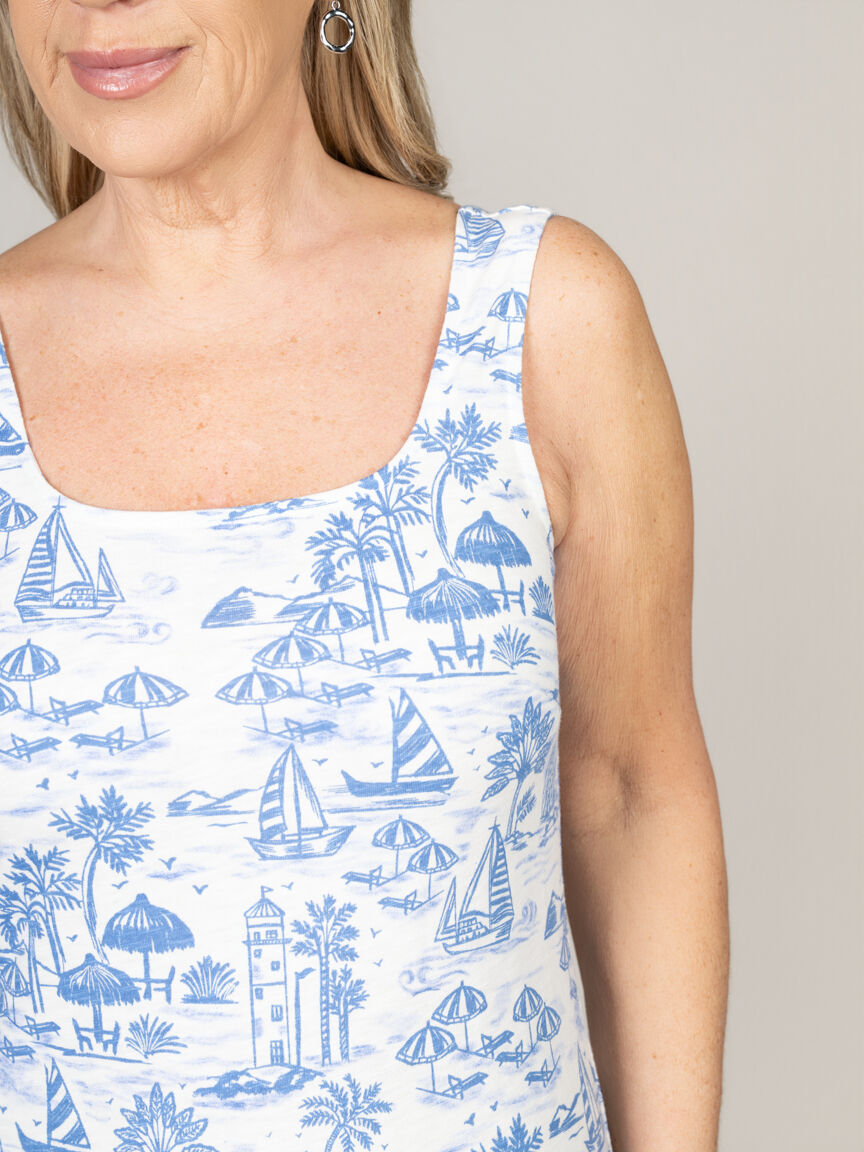 Sleeveless Square Neck Pull-On Midi Dress