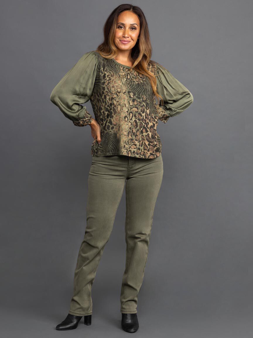 Long Sleeve Animal Print Top Image 1