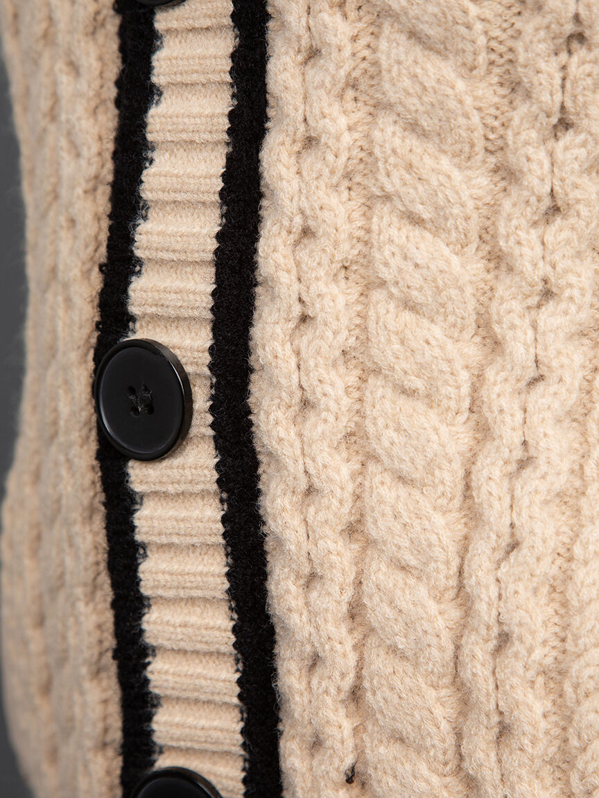 Quilted Jacket w/ Cable Knit Trim Image 5