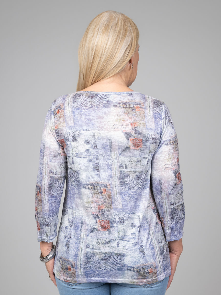 3/4 Sleeve Wrinkled Top