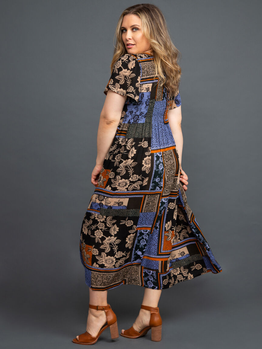 Short Sleeve Smocked Maxi Dress  Image 3