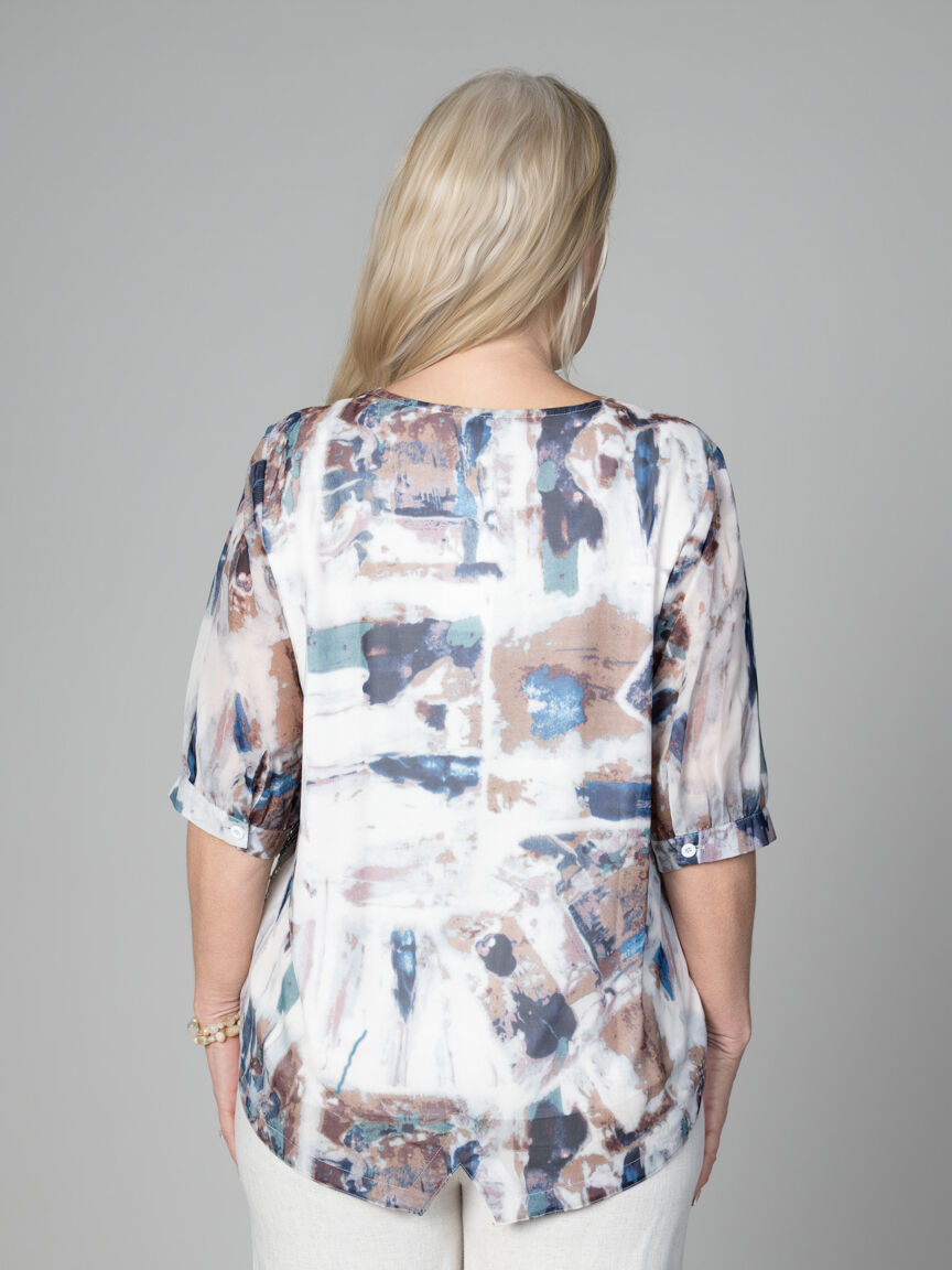 3/4 Mesh Front Blouse