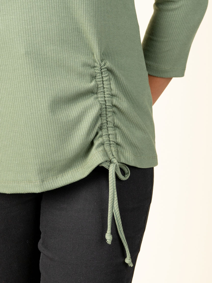 &frac34; Sleeve Knit Top w/ Drawstring