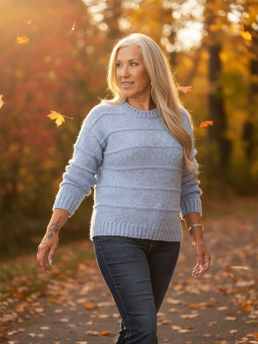 Heathered Knit Long Sleeve Crew Neck Image 1