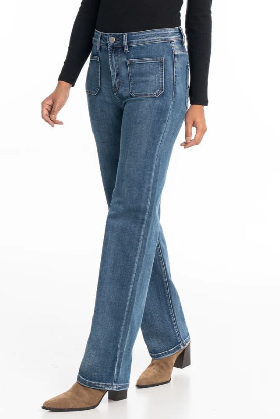 High-Waist True Blue Wide-Leg Four Pocket Denim  Image 3