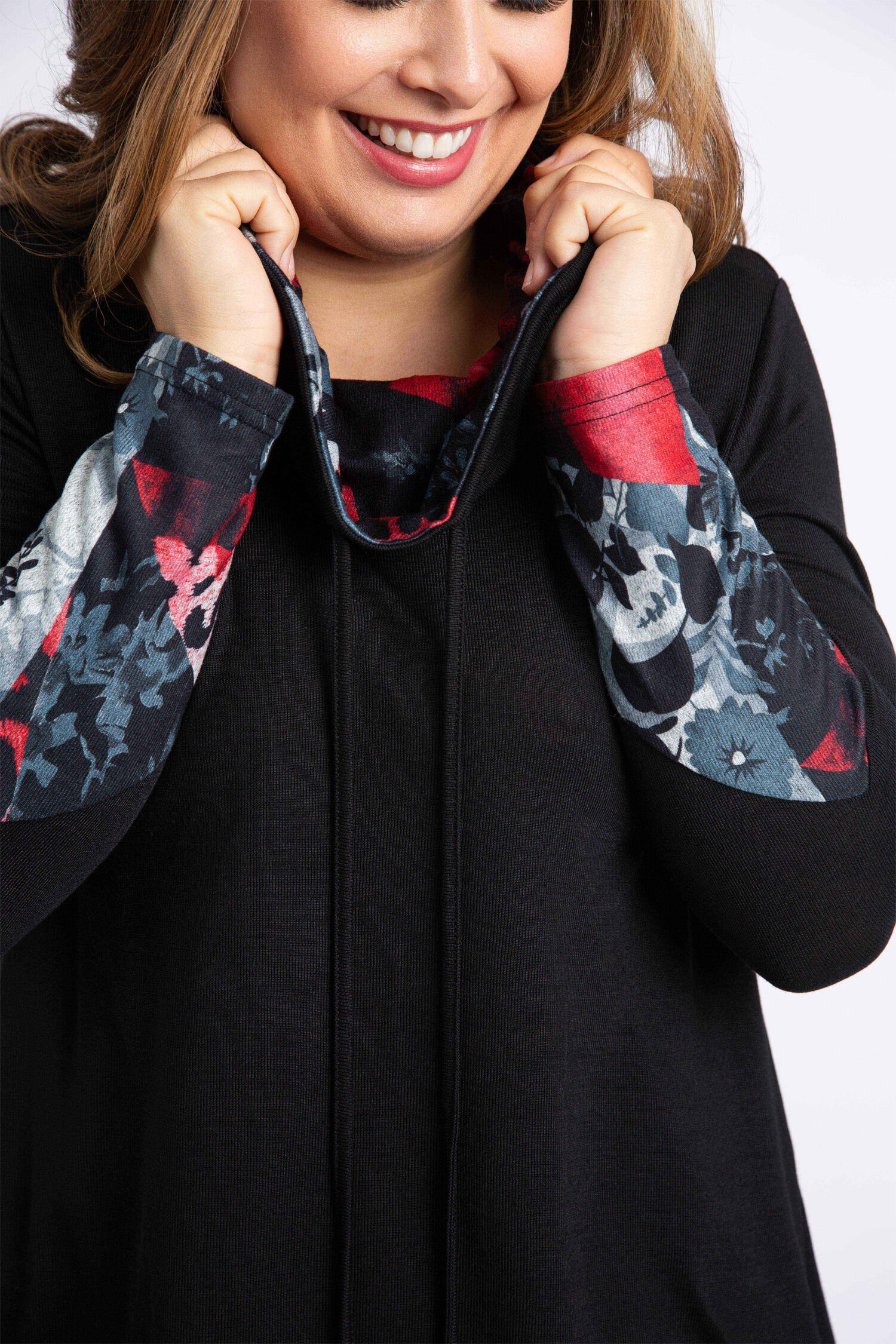 Drawstring Cowl Neck Layered Top  Image 4