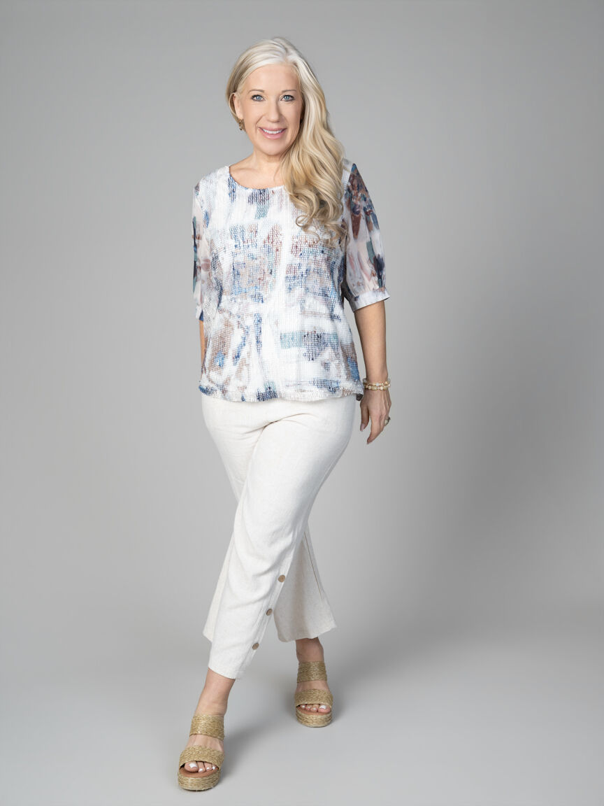 3/4 Mesh Front Blouse