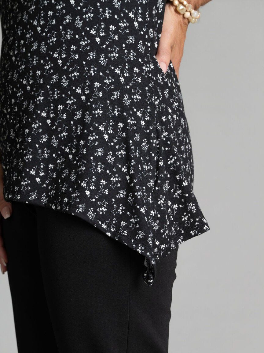 3/4 Sleeve Shark Bite Hem Top