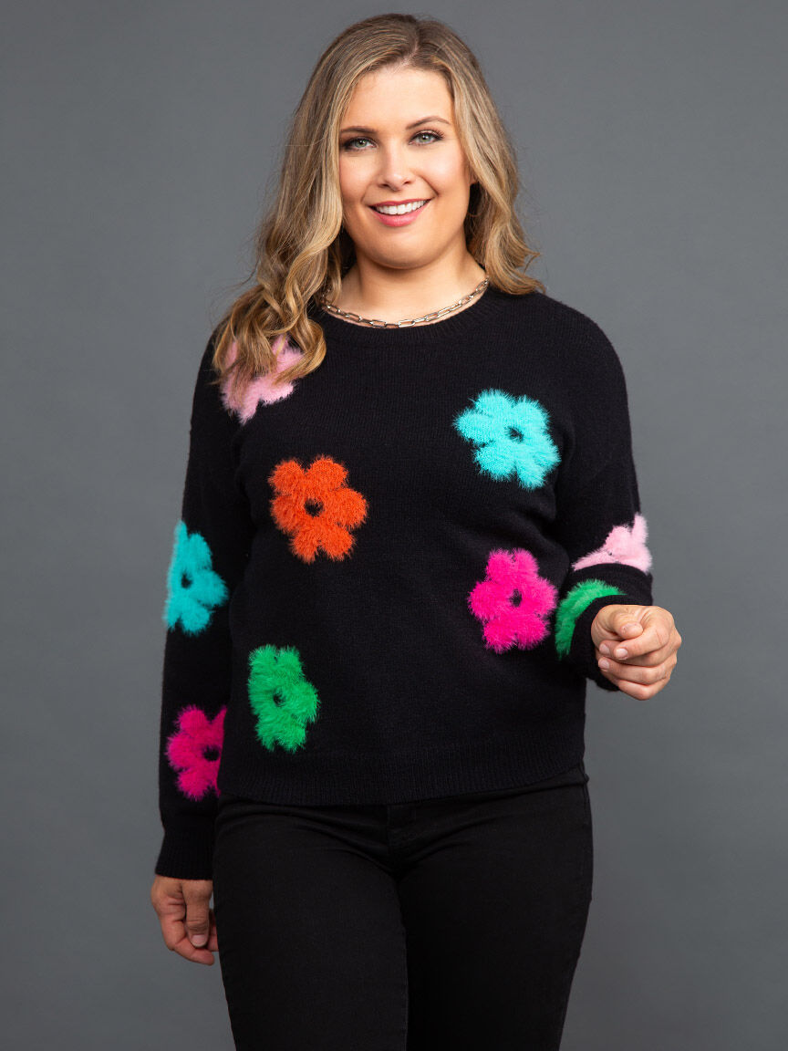 Long Sleeve Eyelash Daisy Sweater Image 5